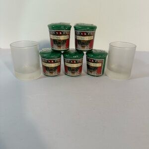 Yankee Candle 5 Samplers Candle Christmas Wreath 1.75oz W/2 Frosted Votives NOS
